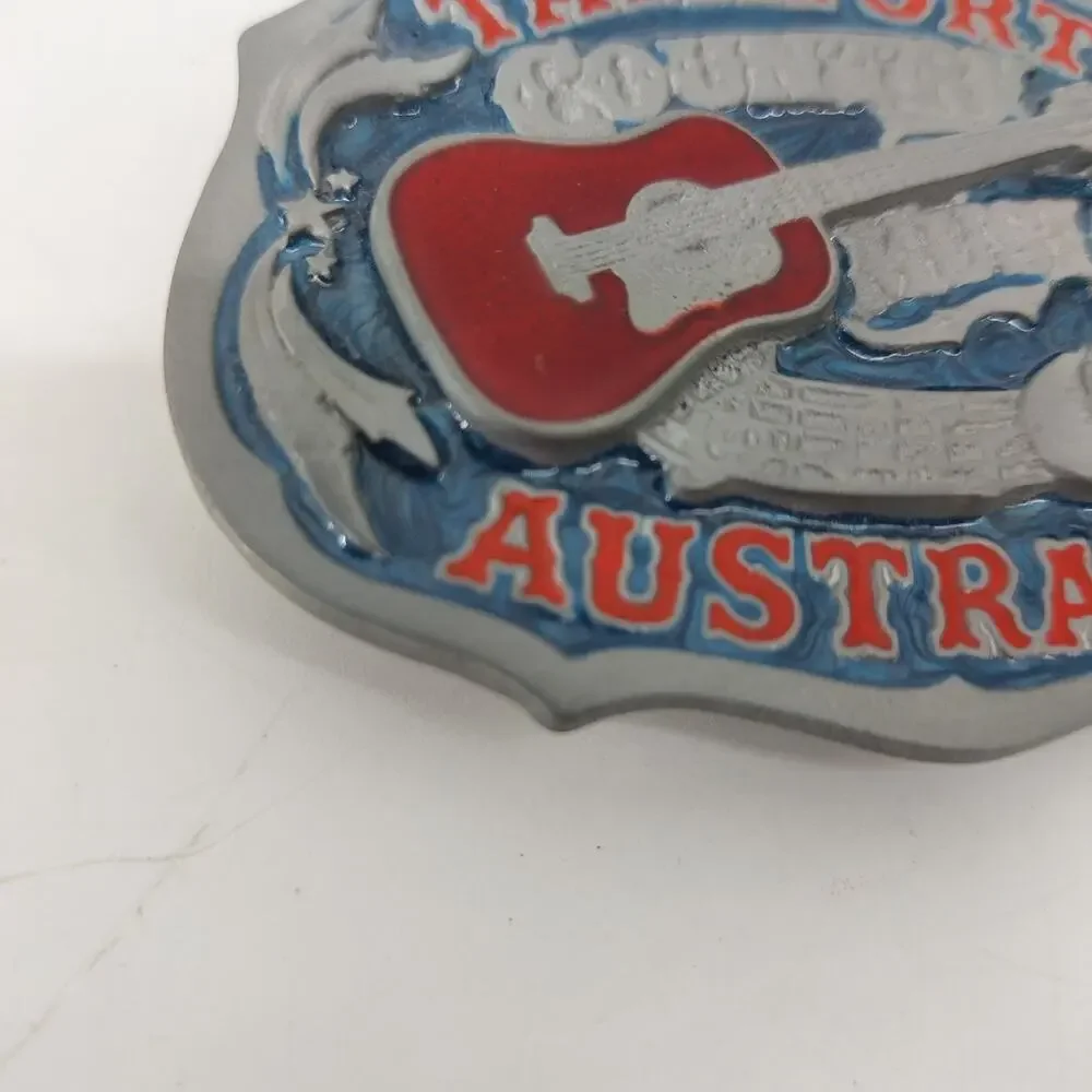 Tamworth Australia Belt Buckle Country Music Guitar Red Blue